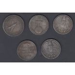 COINS : Third Reich tokens, including 1943 Luftwaffe 10M, 1935 5RM (2),