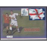 COINS : 2002 England Football £1 coin cover in excellent condition still in its original protective