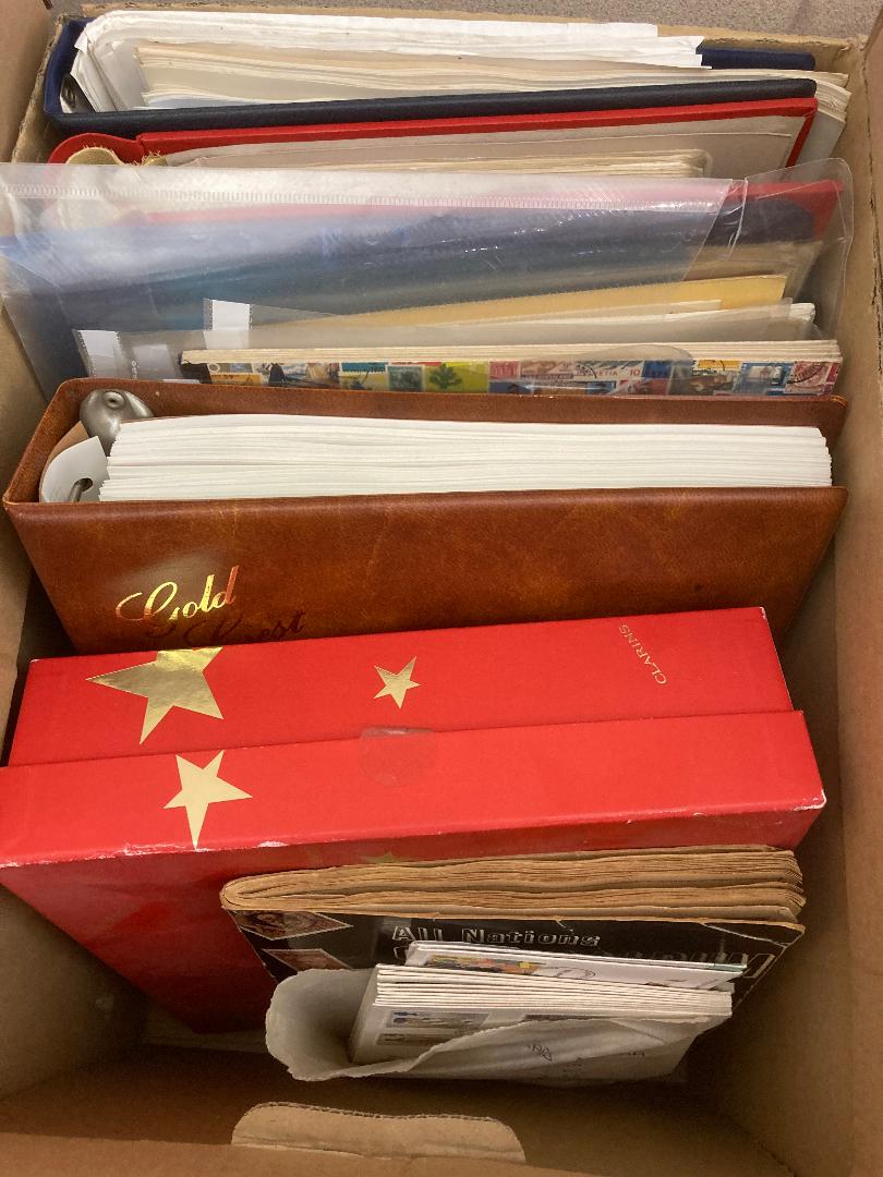 STAMPS : Glory box of albums, stock books, and some more modern loose mint issues.