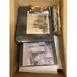 STAMPS : Large glory box! Old exercise books with older covers, FDCs, Railway covers,