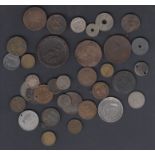 COINS : Small selection of older English and Foreign coins including 1797 'cartwheel' Two Penny,