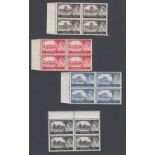 GREAT BRITAIN STAMPS : 1959 2nd DLR Castle set in marginal blocks of four, unmounted mint ,