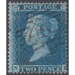 GREAT BRITAIN STAMPS 1855 2d Blue plate 5 perf 16 large crown,