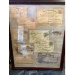 Framed and glazed photo copies of old covers and postal history items,