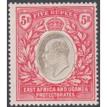 STAMPS : East Africa and Uganda 1907 5r Grey and Red,