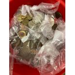 COINS : Sweet tub full of old coins mainly GB, Pennys, Fathings, 3d Bits, Florins, Sixpences etc.