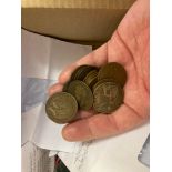 COINS : Biscuit tin of mixed coins plus some envelopes with early GB coins,