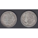 COINS : 1879 and 1881 USA Morgan Dollars,