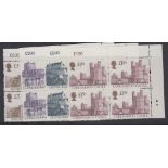 GREAT BRITAIN STAMPS : 1997 Enschede Castle High Values in unmounted mint corner blocks of four SG