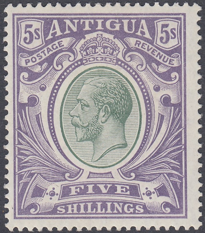 STAMPS ANTIGUA 1913 5/- Grey Green and Violet,