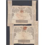 GREAT BRITAIN POSTAL HISTORY Two part Mulready letter sheets both with red MX cancels
