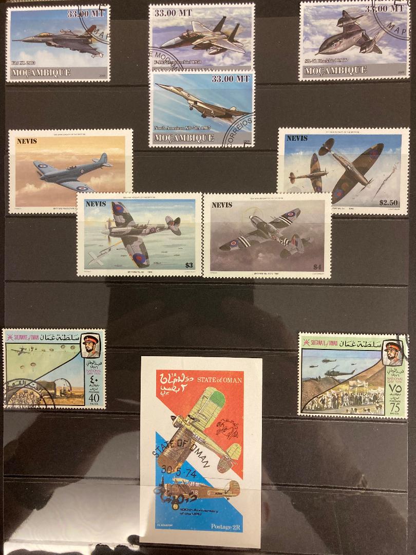 STAMPS : AIRCRAFT on stamps, collection in four ring binder 100's of stamps, mint and used, - Image 2 of 2