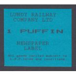 STAMPS Lundy Island Railway Company 1 puffin newspaper label stamp,