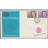 STAMPS FIRST DAY COVERS 1973 Royal Wedding set on illustrated cover ,