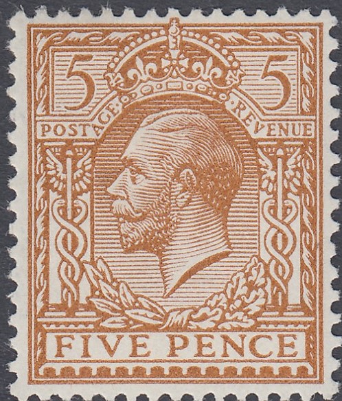 GREAT BRITAIN STAMPS 1912 5d Brown NON WATERMARK,