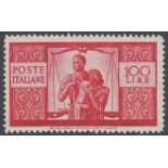 STAMPS ITALY 1946 100 Lire 'Work, Justice & Family', fine U/M, SG 669.