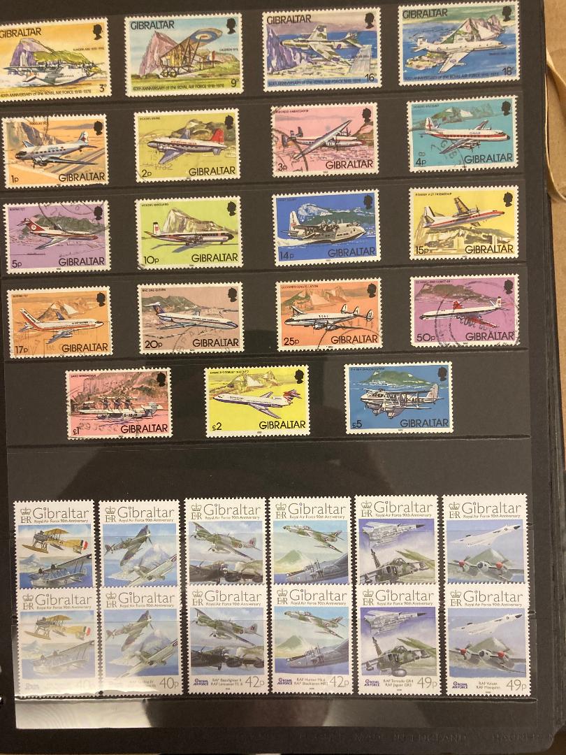 STAMPS : AIRCRAFT on stamps, collection in four ring binder 100's of stamps, mint and used,