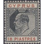 STAMPS CYPRUS 1908 18pi Black and Brown,