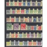 STAMPS DENMARK Mint selection on stockpages, 1925 pairs, minisheets and sets,