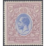 STAMPS 1912 East Africa and Uganda 5r Blue and Dull Purple, mounted mint,