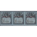 STAMPS ASCENSION 1924 3/- Grey-Black and Black Blue, lightly mounted mint strip of 3,