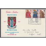 STAMPS FIRST DAY COVERS 1972 Christmas set on Official Watford card cancelled by Watford Borough