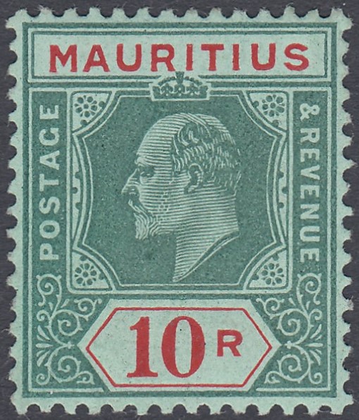 STAMPS MAURITIUS 1910 10r Green and Red/Green,