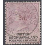 STAMPS BECHUANALAND 1888 2d on 2d lilac and black, fine used with "curved foot to '2'" variety,
