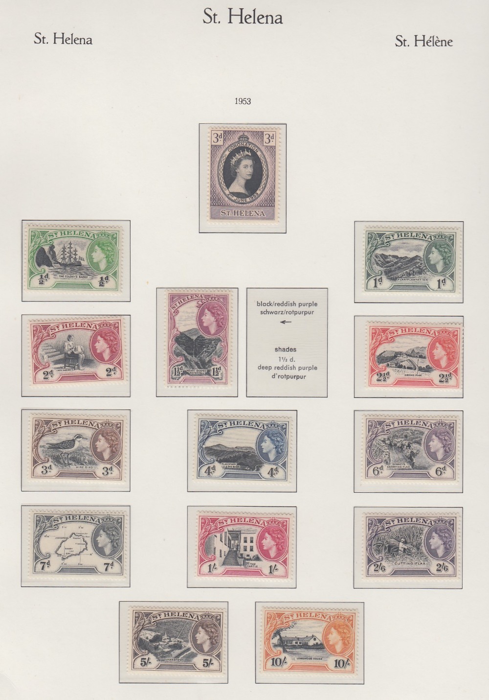 STAMPS ST HELENA : Unmounted mint collection on album pages 1953 - 1990 including 1953 set of 13 to