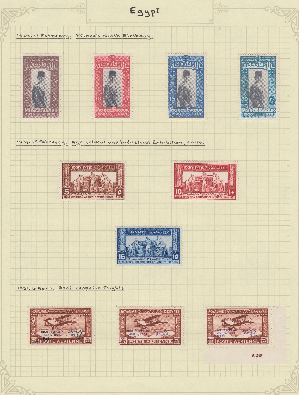 STAMPS EGYPT 1879 to 1940s mostly mint collection on album pages in binder. - Image 4 of 4