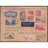 STAMPS POSTAL HISTORY 1938 airmail cover from France to Columbia,