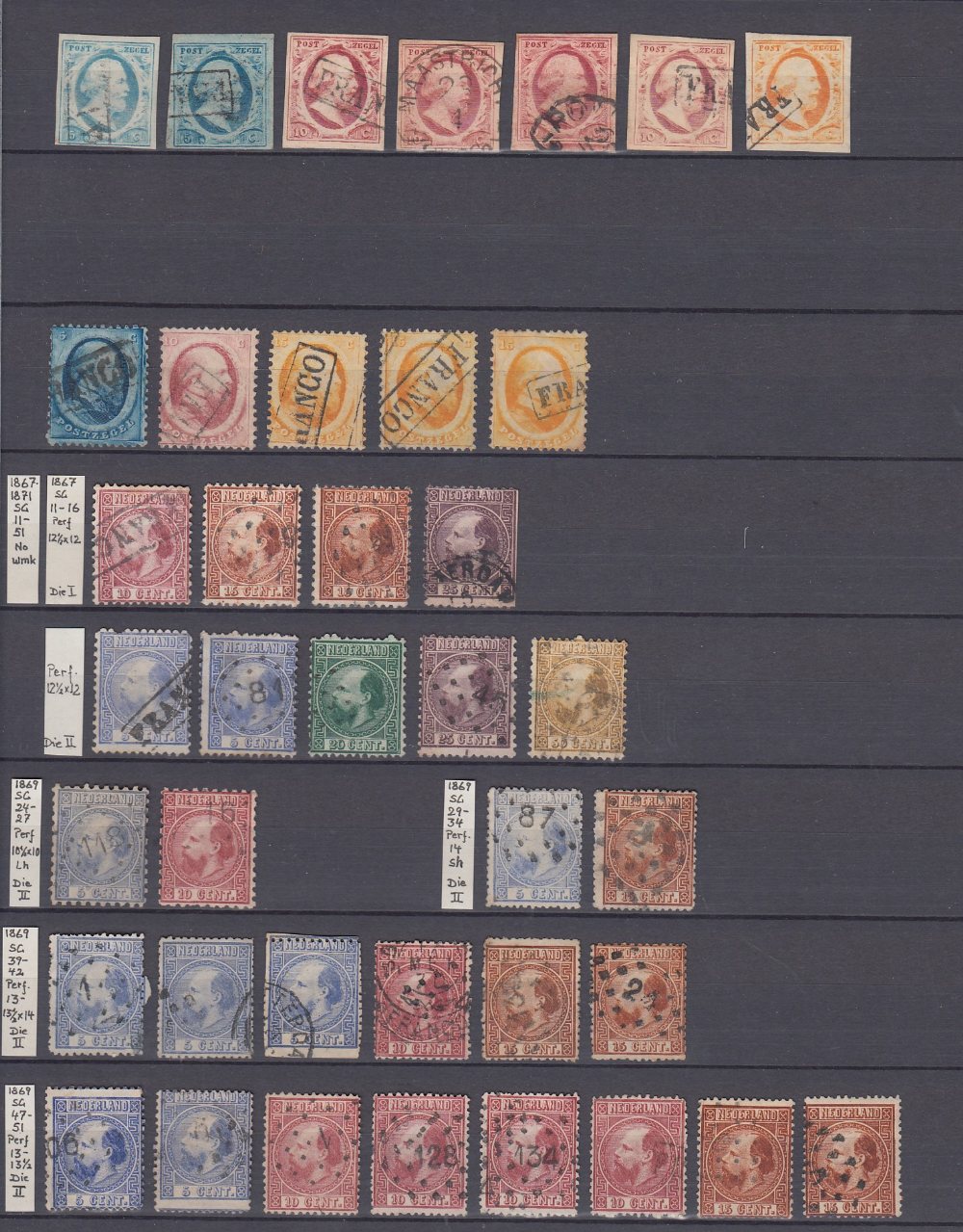 STAMPS NETHERLANDS Blue stock book with mint and used early to modern,