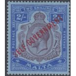 STAMPS MALTA 1922 2/- Purple and Blue/Blue.