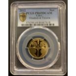 GOLD COIN : 2012 Diamond Jubilee Elizabeth and Victoria design Full Sovereign PCGS Slabbed