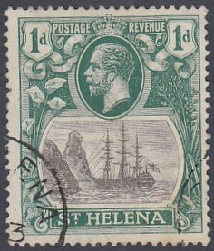 STAMPS ST HELENA 1922-37 GV 1d fine used with "cleft rock" variety, SG 98c.