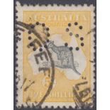 STAMPS AUSTRALIA 1915 5/- Grey and Yellow Official SG O37 Good Used
