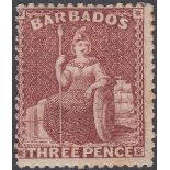 STAMPS BARBADOS 1873 3d Brown-Purple,