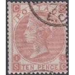 GREAT BRITAIN STAMPS 1867 10d Pale Red Brown plate 1 fine used SG 113