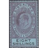 STAMPS GIBRALTAR 1903 8/- Dull Purple and Black/Blue,