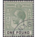 STAMPS BAHAMAS 1926 £1 Green and Black, very fine used example,