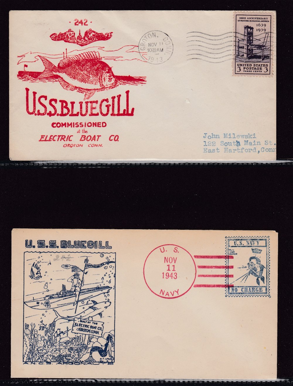 STAMPS Submarines, album of 222 different covers, many are signed.