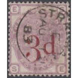 GREAT BRITAIN STAMPS 1883 3d on 3d Lilac,