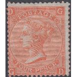 GREAT BRITAIN STAMPS : 1870 4d vermilion plate 12,