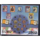 COINS Album containing sixteen Euro Coin covers, unusual to see including Vatican City.