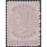 STAMPS CEYLON 1864 1/2d Dull Mauve mounted mint SG 18