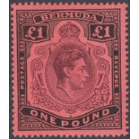 STAMPS BERMUDA 1938 £1 Purple and Black Red perf 14,