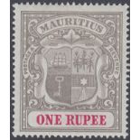 STAMPS MAURITIUS 1900 1r Grey Black and Carmine lightly mounted mint with INVERTED Wmk SG 153w