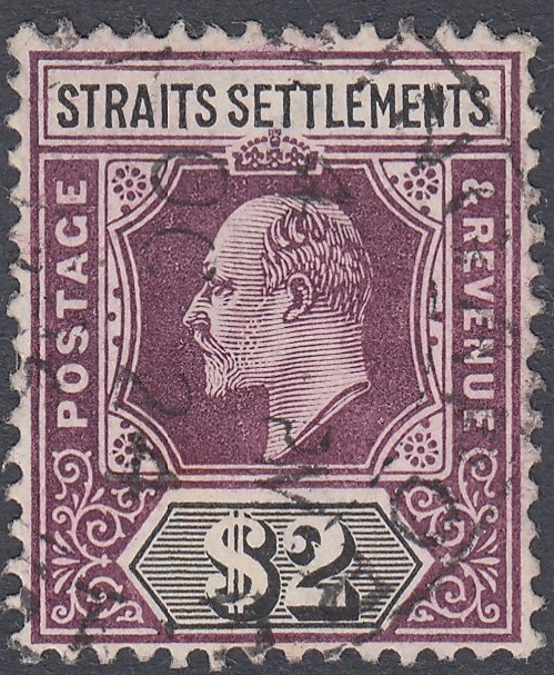 STAMPS MALAYA 1905 STRAITS SETTLEMENTS $2 Dull Purple and Black,