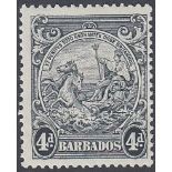 STAMPS BARBADOS 1938-47 4d black U/M, "scratched plate" variety, SG 253c.