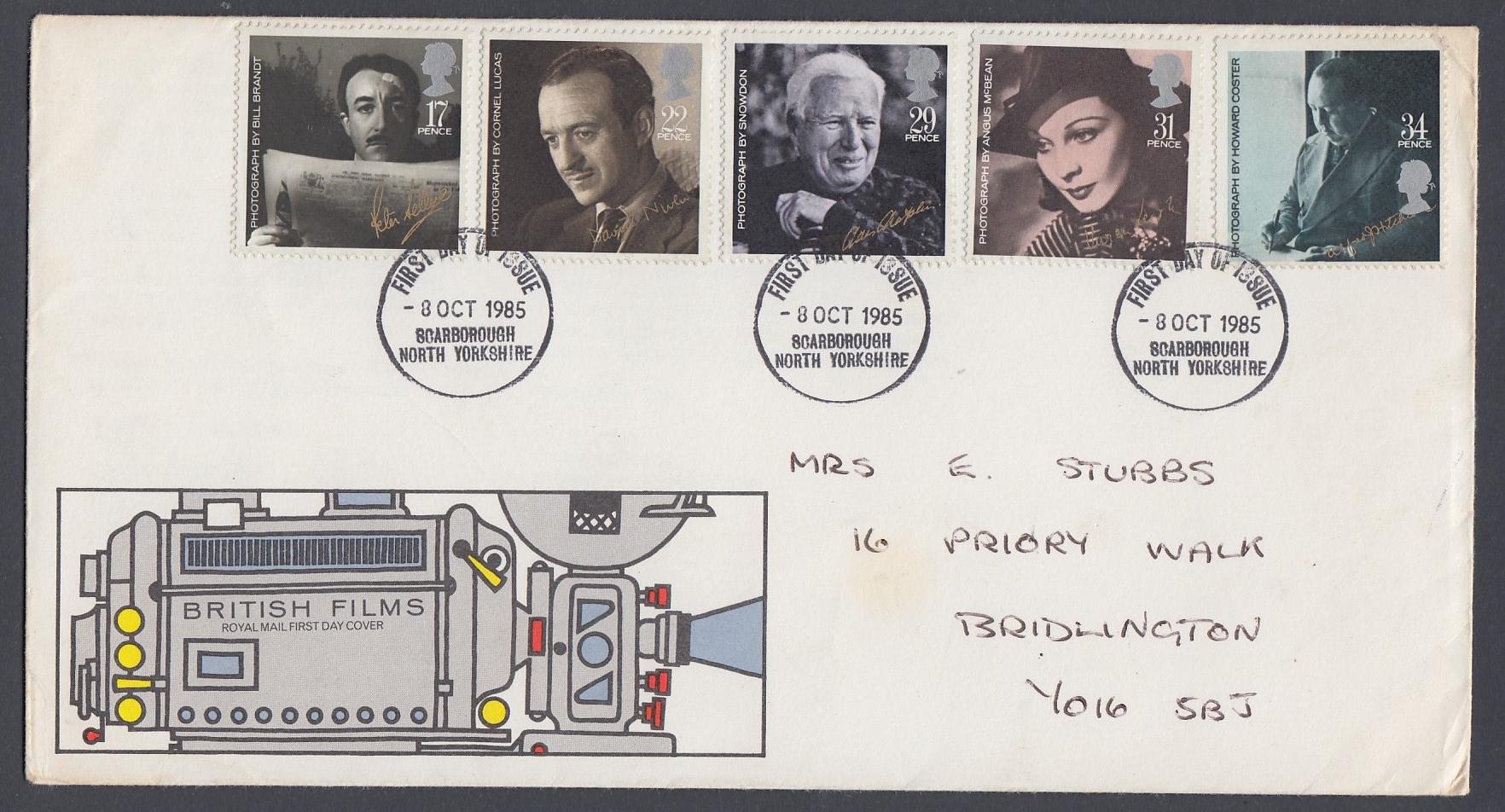 STAMPS FIRST DAY COVERS 1985 Films FDC, hand addressed,